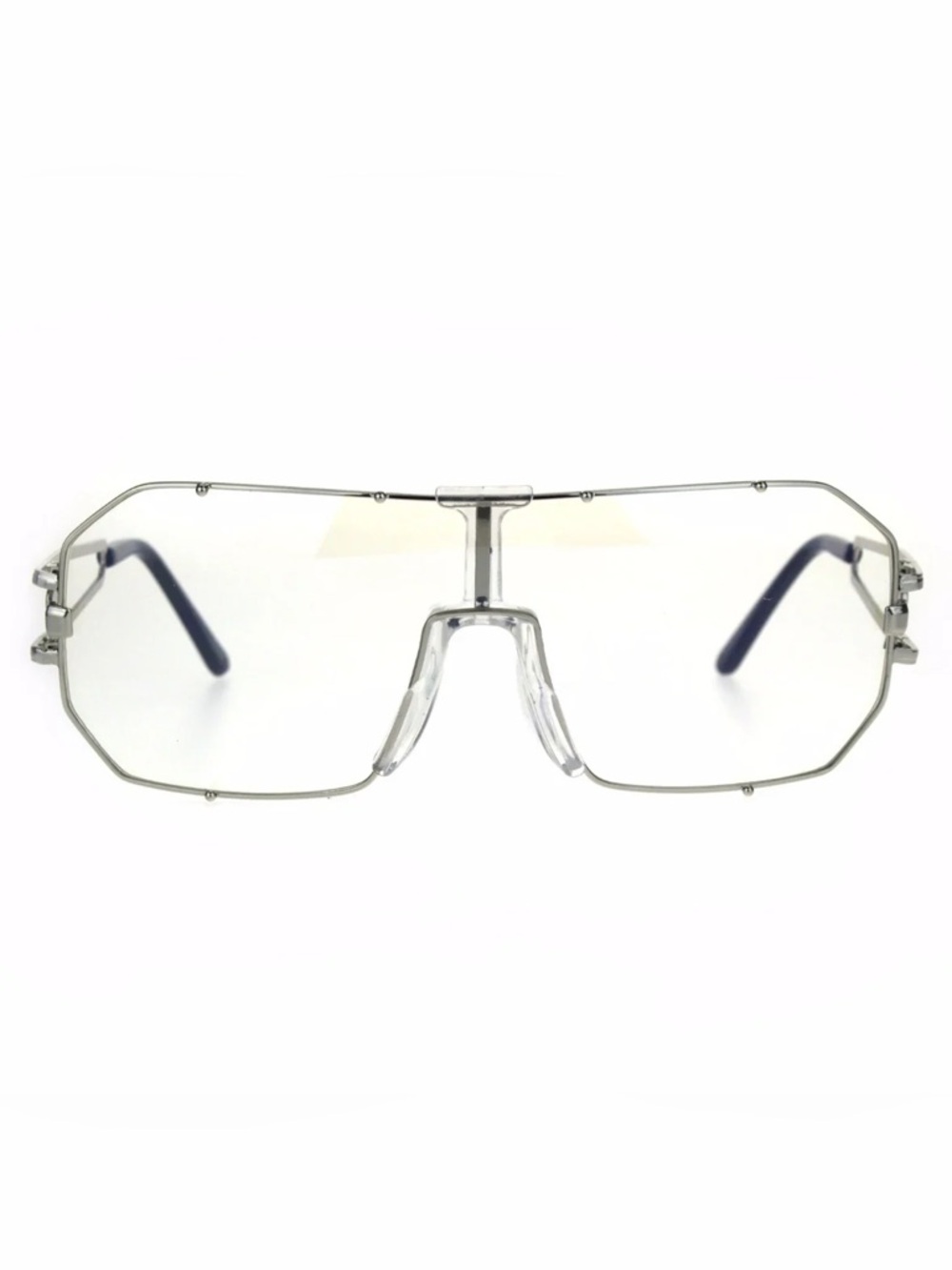 Clear Lens Glasses with Silver Frame Accents